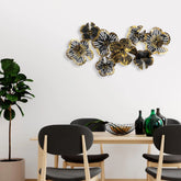 Luxury black and gold floral metal wall art